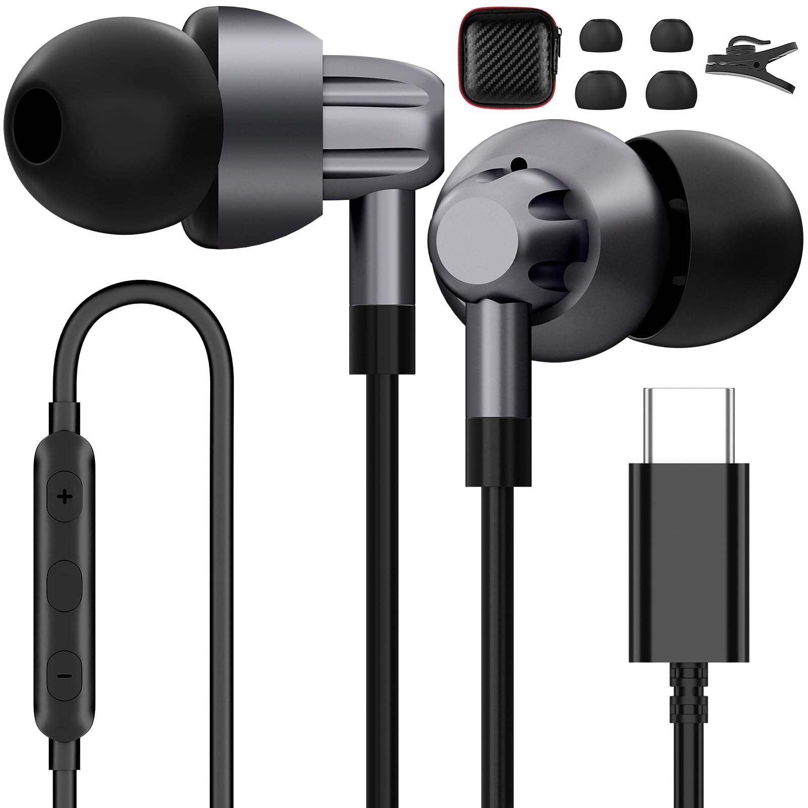 Amazon.co.jp: USB C ヘッドホン 有線イヤホン マイク付き Samsung